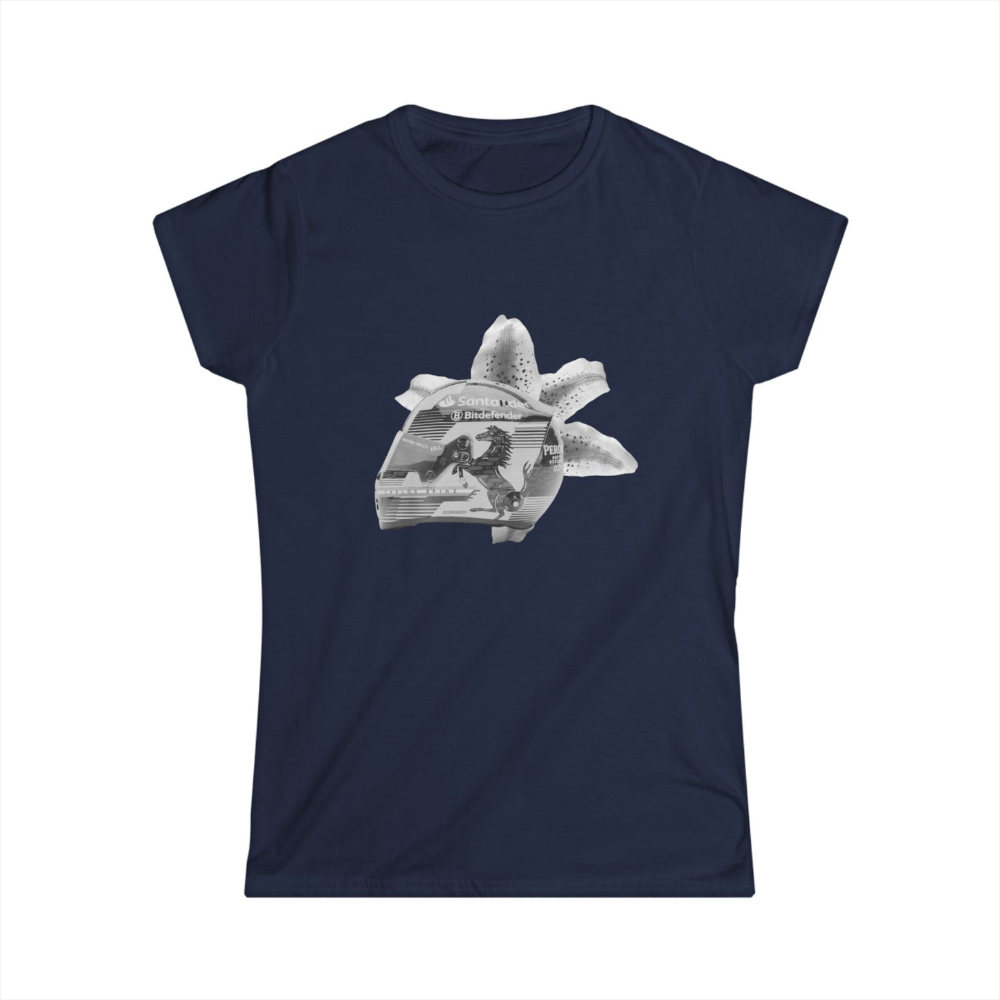 Racing edit flower helmet black and white graphic tee