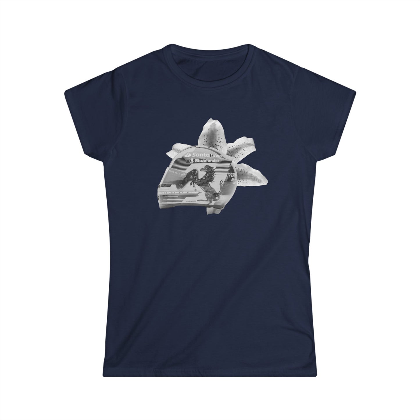 Racing edit flower helmet black and white graphic tee