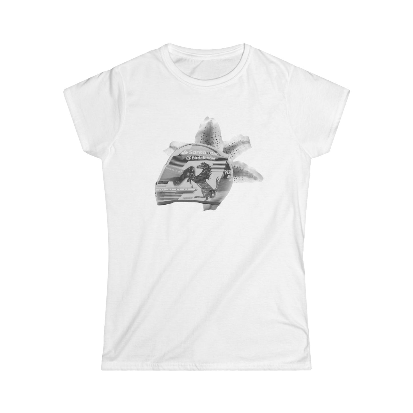Racing edit flower helmet black and white graphic tee